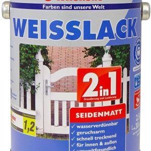 € 10,78 L 2,5 L Wilckens 2 in 1 Weißlack seidenmatt Grundierung Lackierung in einem innen außen