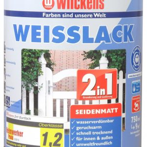 € 14,60 L  750 ml Wilckens 2 in 1 Weißlack seidenmatt Grundierung Lackierung in einem innen außen