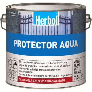€23,98L 2,5L Herbol Protector Aqua weiß Ein-Topf-Metallschutzlack Langzeitwirkung seidenglanz
