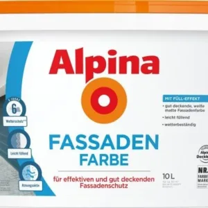 €4,59L  10 L Alpina Fassaden Farbe 6 Jahre Fassadenschutz mit Füll-Effekt