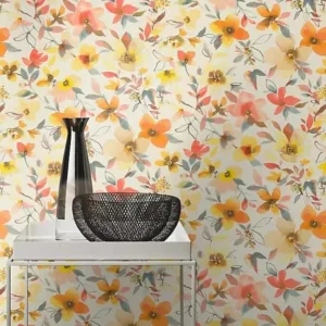 € 1,31qm  1 Ro. Rasch 447347 Vliestapete floral weiß bunt sehr feine Struktur