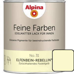 €16,00L  750 ml Alpina Feine Farben No.31 Elfenbein Rebellin pastellgelb edelmatter Lack